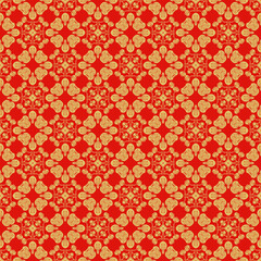 red, gold, flower, china, fabric abstract seamless pattern. design for background, wallpaper, carpet, clothing, batik, textile, embroidery, sarong, interior, floor, curtain, printing