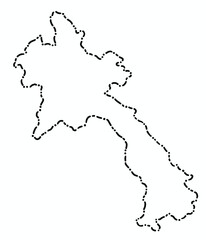 Doodle freehand dash line drawing of Laos map.
