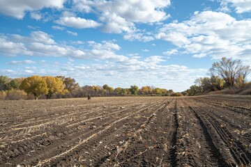 Farmers Practicing No-Till Farming in a Grain Field with Cover Crops and Undisturbed Soil