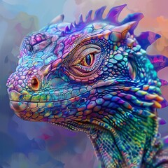 Obraz premium Abstract Iridescent Lizard Portrait