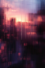 Abstract Cityscape Through Corrugated Glass