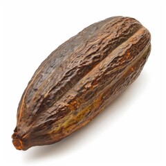 Cocoa Pod with Rough Texture on White Background