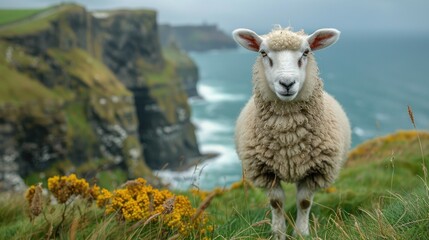 Sheep on a Cliffside, Ireland