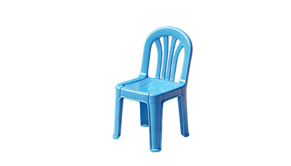 A blue plastic chair with a simple design, on a transparent background