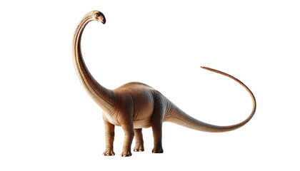 A realistic Brachiosaurus standing upright with a long neck, on a transparent background