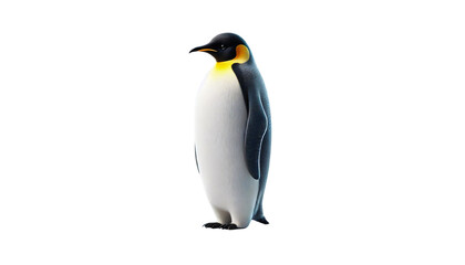 A realistic Emperor penguin standing on a transparent background