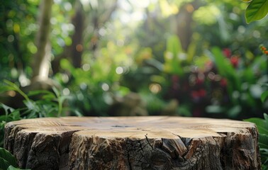 Fototapeta premium Tree Stump in a Lush Green Forest