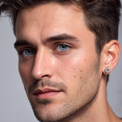 Obraz premium Close-up portrait of a man with blue eyes