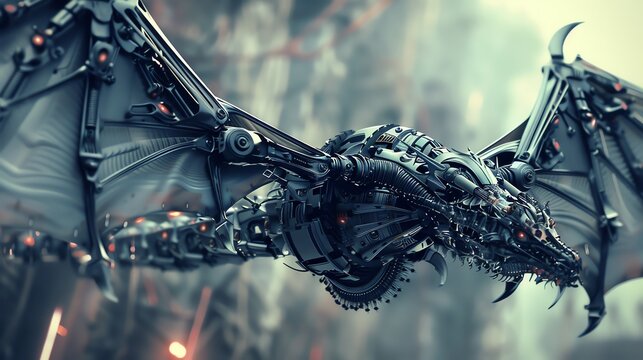 Mechanical dragon wings, detailed and imposing, Wings, Scifi and fantasy crossover