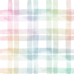 Rainbow Plaid Gingham Check Hand Drawn Background Overlay