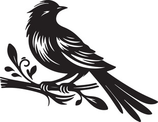 Bird Black Silhouette Vector Art illustration
