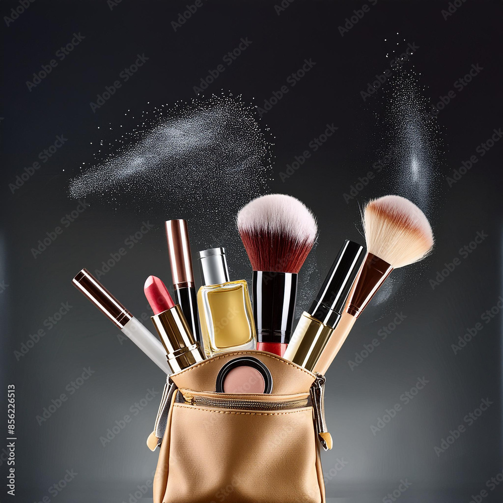 Wall mural make up brushes with black background