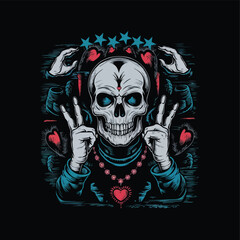 A grimy skull gets a cosmic makeover with swirling constellations vector illustration for a background