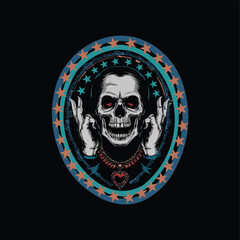 A grimy skull gets a cosmic makeover with swirling constellations vector illustration for a background