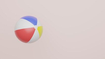 Fototapeta premium A single beach ball floating with ample copy space on a plain light background. This composition is ideal for showcasing summer.