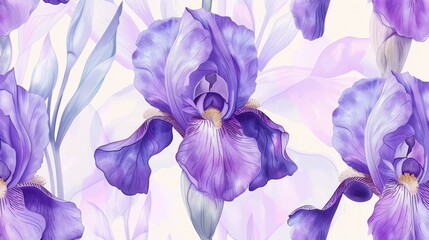watercolor blue irises flowers over white background © neirfy
