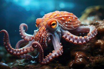 Dancing octopus camouflaged in the ocean depths., generative IA