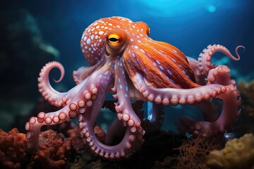 Dancing octopus camouflaged in the ocean depths., generative IA
