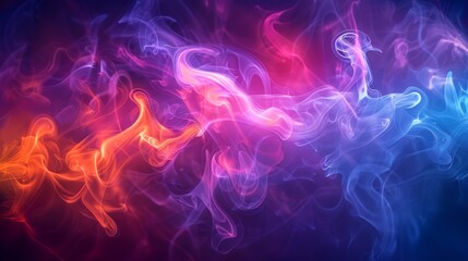 Obraz premium Colorful smoke swirls in a neon-themed abstract design