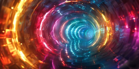 Obraz premium Colorful light vortex in a tunnel shape