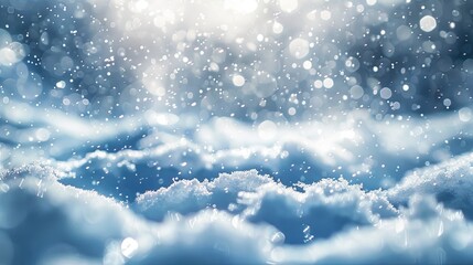 a beautiful, ultrawide background of light snowflakes gently falling, with a bokeh effect creating a dreamy and serene winter atmosphere