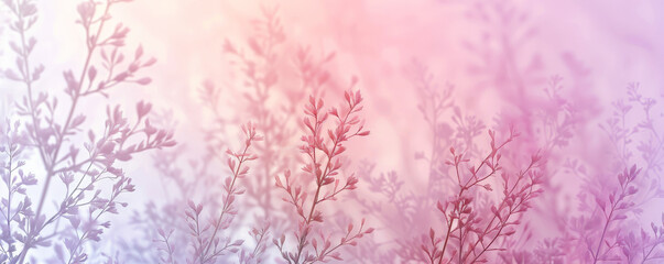 A soft pastel gradient background transitioning from pink to lavender. The smooth texture is complemented by delicate, translucent floral patterns.