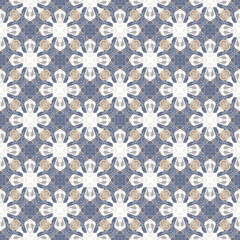 flower, gray, white, gold, fabric abstract seamless pattern. design for background, wallpaper, carpet, clothing, batik, textile, embroidery, sarong, interior, floor, curtain, printing