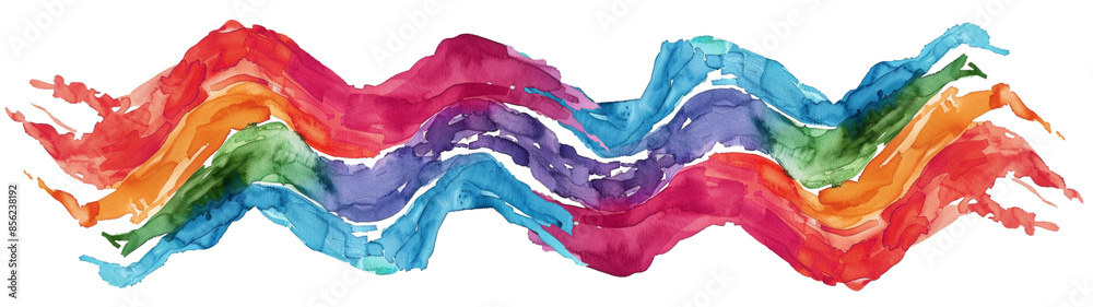 Poster abstract colorful rainbow color painting texture illustration - watercolor splashes, isolated on tra