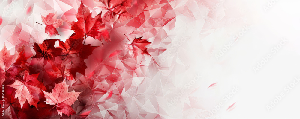 Canvas Prints canada day background with an abstract design featuring red and white geometric shapes and maple lea
