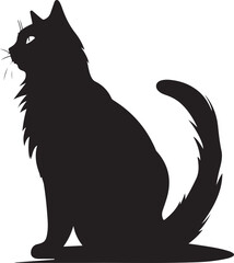 Vector illustration of The Quite cat silhouette on white background