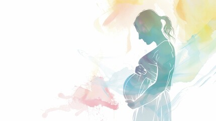 Obraz premium Whimsical Illustration of Expectant Mother in Line Art Generative AI