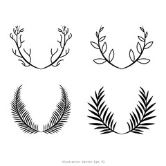 Floral ornamental doodle dividers, vintage hand drawn tribal arrow and calligraphic deco border vector set isolated on white background. Vector Illustration EPS 10