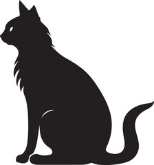 Vector illustration of The Quite cat silhouette on white background