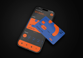3d Smartphone and Credit Card Mockup