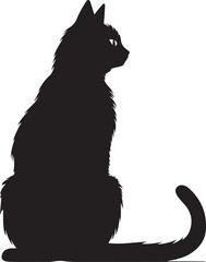 Vector illustration of The Quite cat silhouette on white background © Graphicistock