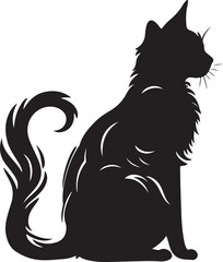 Vector illustration of The Quite cat silhouette on white background