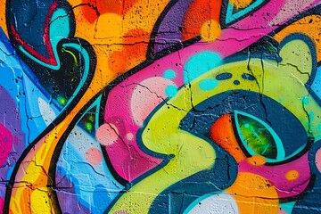 A background of a vibrant graffiti wall with an explosion of colors and urban art