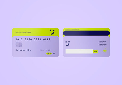 3d Two Sides Credit Card Mockup