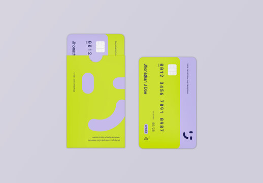 3d Credit Card in Card Holder Mockup