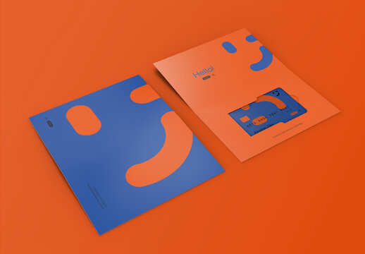 3d Credit Card in Folder Mockup