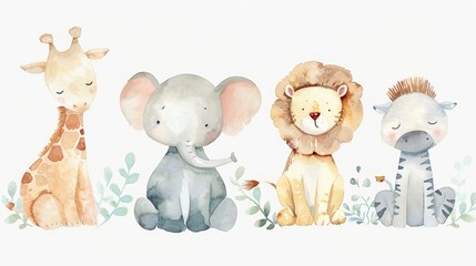 Whimsical Safari Friends Gathering Generative AI