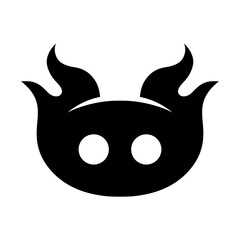 Pig nose + fire icon with simple and modern design 