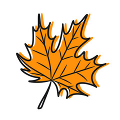 Orange maple leaf flat design