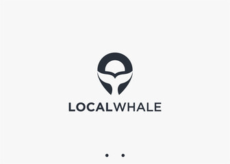 whale location logo design vector silhouette illustration