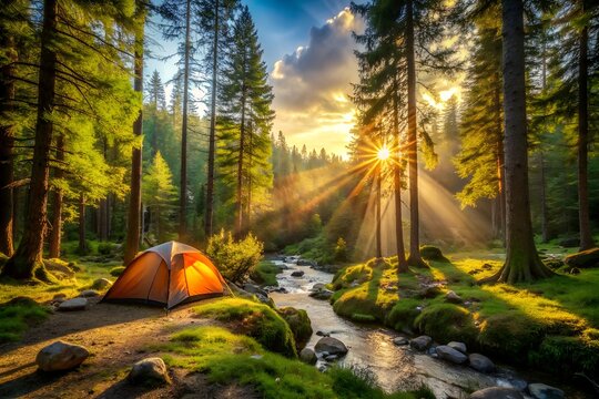 camping forest nature camping tree summer traveling camp tourism landscape adventure
