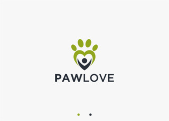 love paw logo design vector silhouette illustration