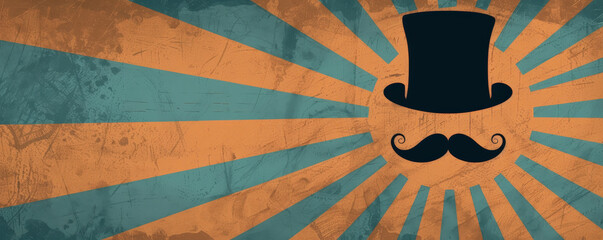 Father's Day background with a bold, graphic design featuring a mustache and top hat.