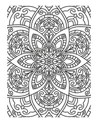 Adult coloring page rounded mandala outline flower coloring page stress relief
