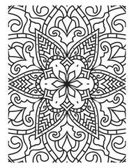 Adult coloring page rounded mandala outline flower coloring page stress relief