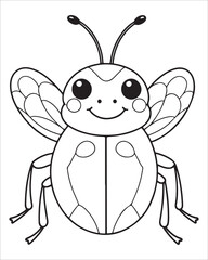 insect coloring pages for kids, Insect vector for character design,